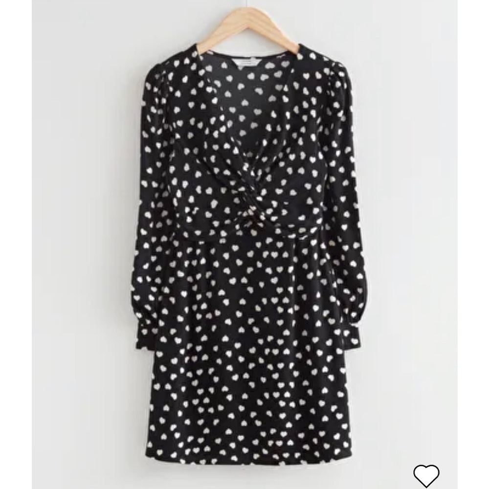 & Other StoriesTwisted Front Heart Print Mini Dress, Size 36 / US S, NWT